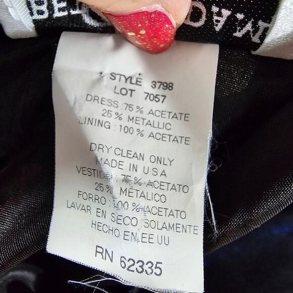 Betsy and Adam Sleeveless Blue/Black Metallic Acetate Gown Women's Size 10 - Picture 11 of 12